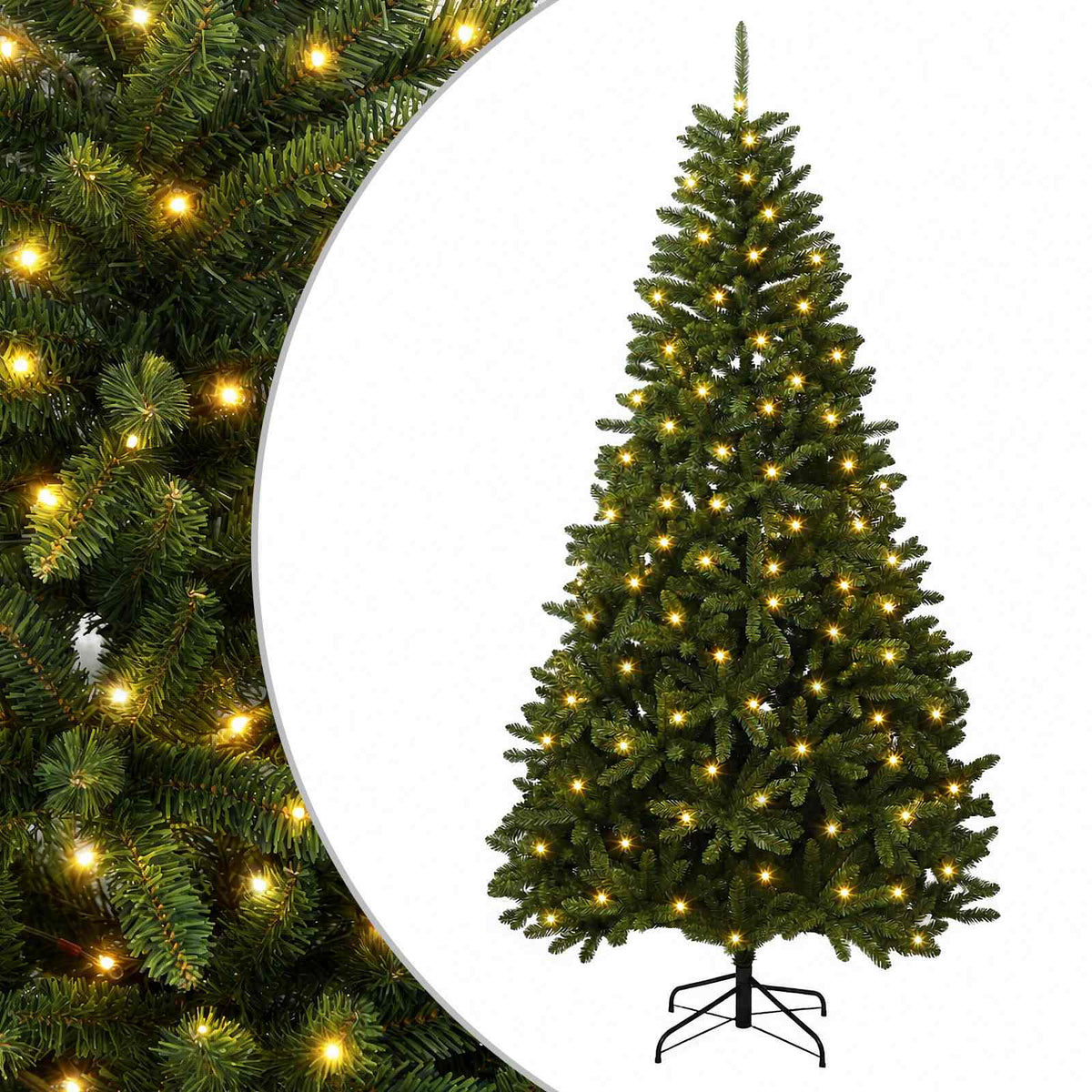Műanyag Hajtogatós Karácsonyfa 210 cm 400 LED Meleg fehér PVC 2