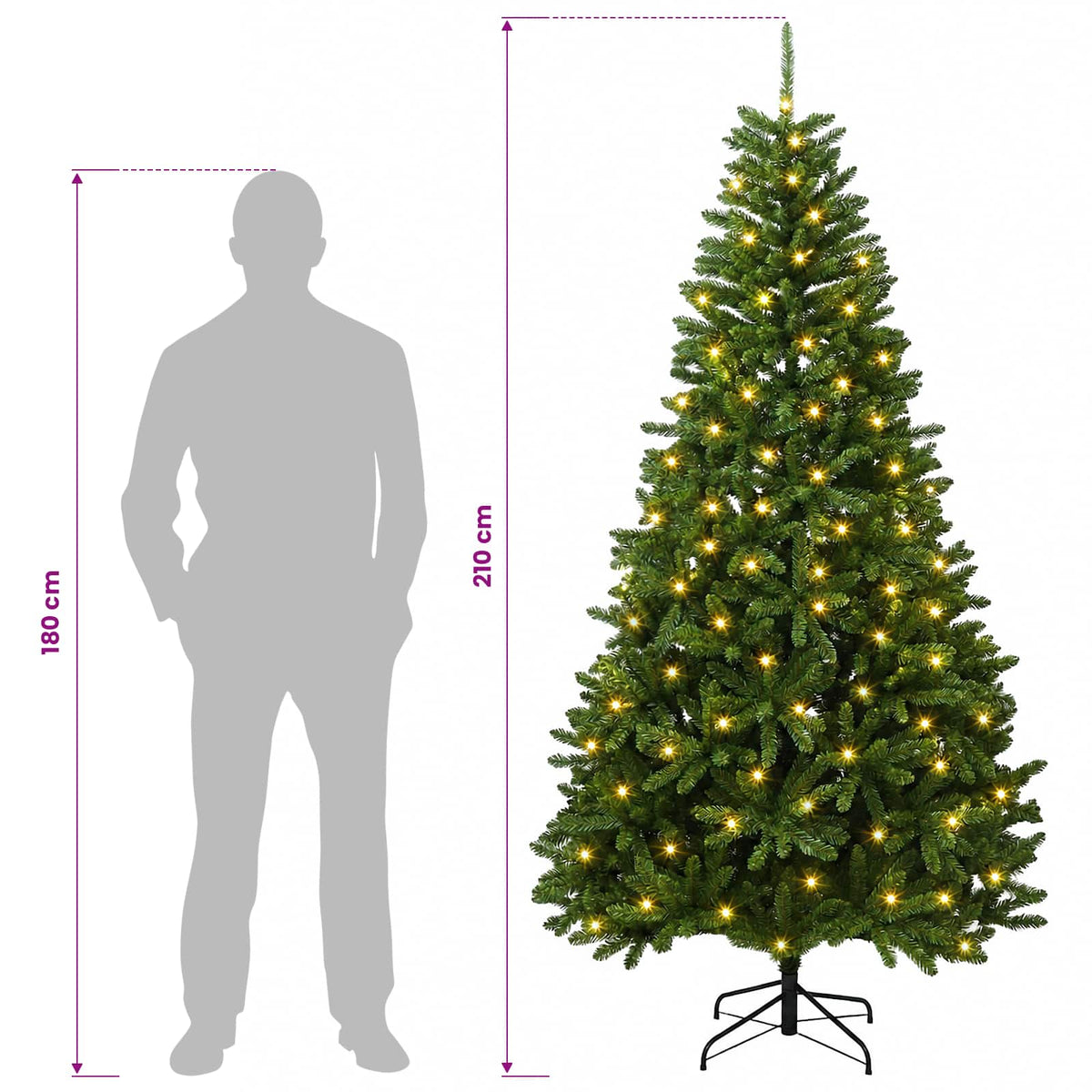 Műanyag Hajtogatós Karácsonyfa 210 cm 400 LED Meleg fehér PVC 12