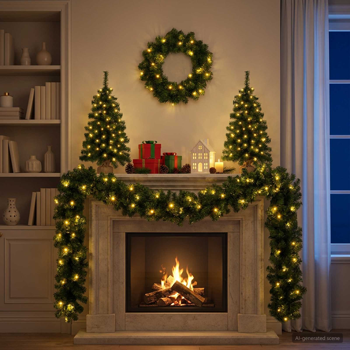 Mini karácsonyfa szett 60 cm 125 LED Meleg fehér PVC Zöld