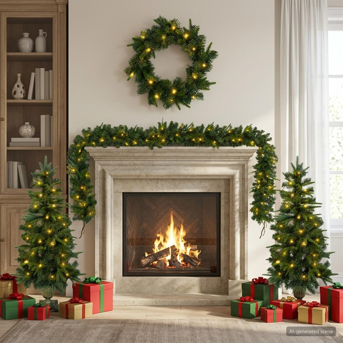 Mini karácsonyfa szett 120 cm 275 LED Meleg fehér PVC és PE