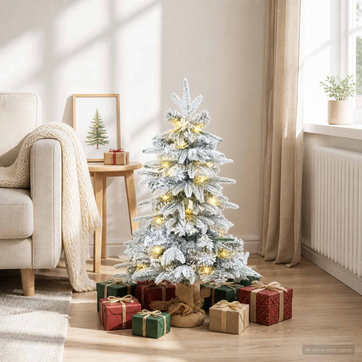 Mini Karácsonyfa 90 cm 50 LED Meleg fehér PVC és PE 3