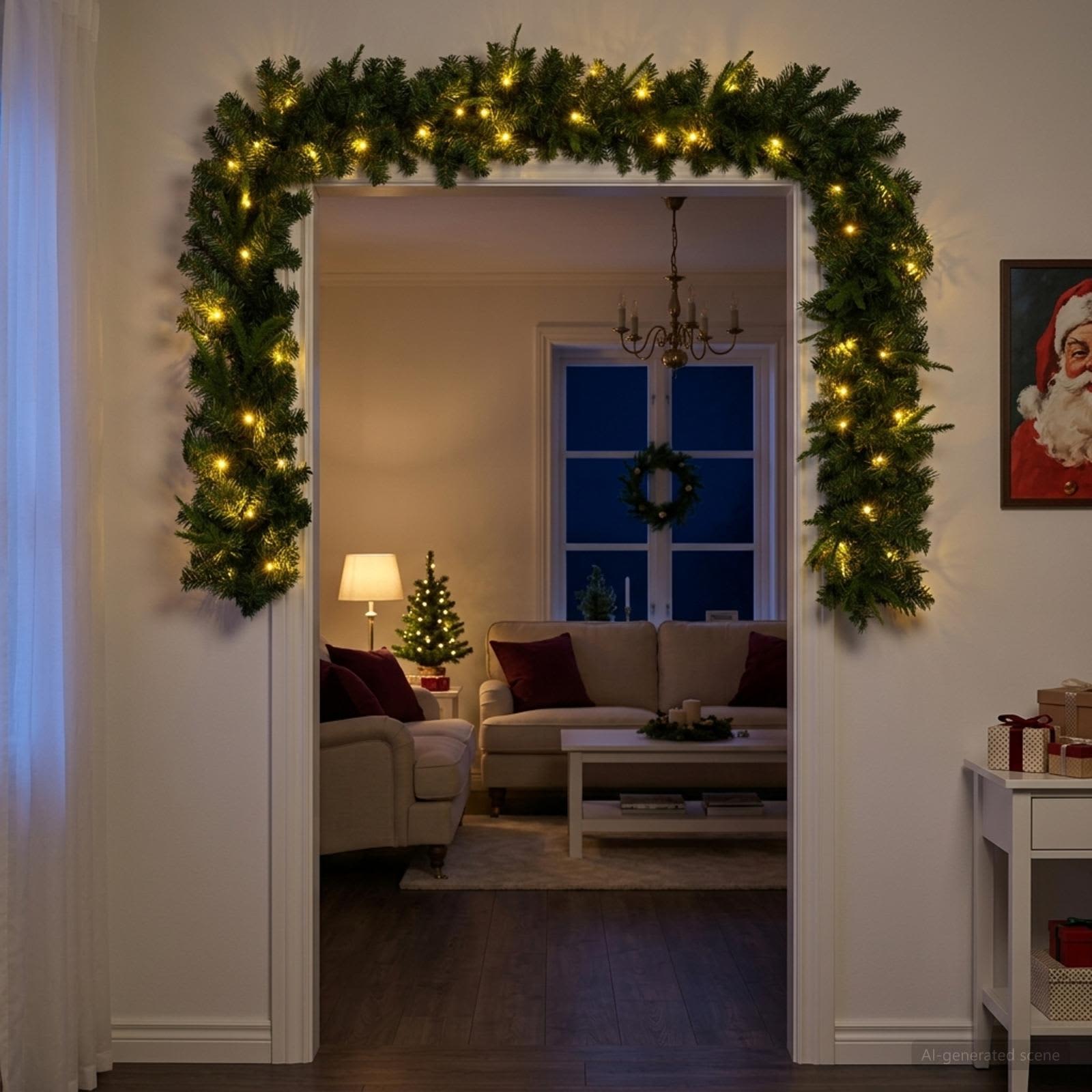 Karácsonyi girlanda Zöld 270 cm PVC és PE 50 LED