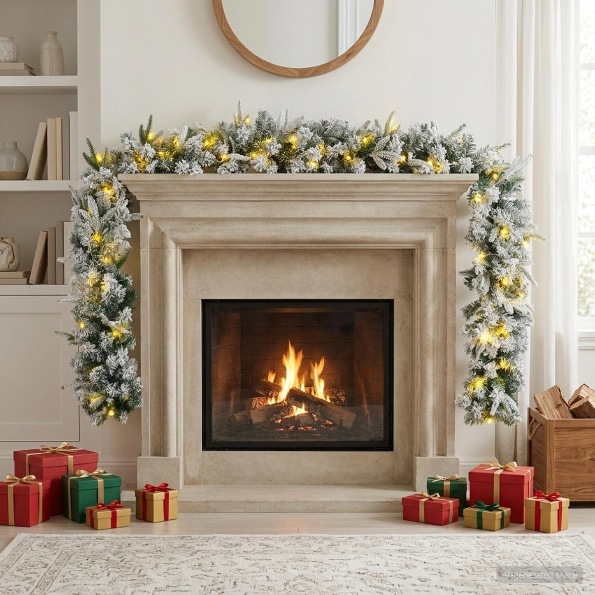 Karácsonyi girlanda Zöld és Fehér 270 cm PVC és PE 50 LED