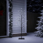 Karácsonyi LED-es nyírfa Fekete 120 cm Acél 279 LED
