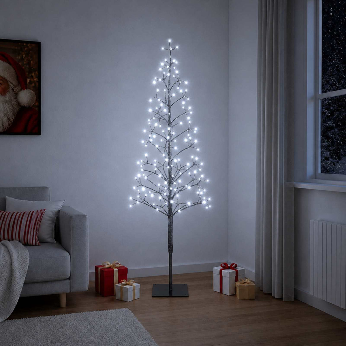 LED-es karácsonyfa Fekete 18 x 18 x 150 cm Acél 164 LED 3