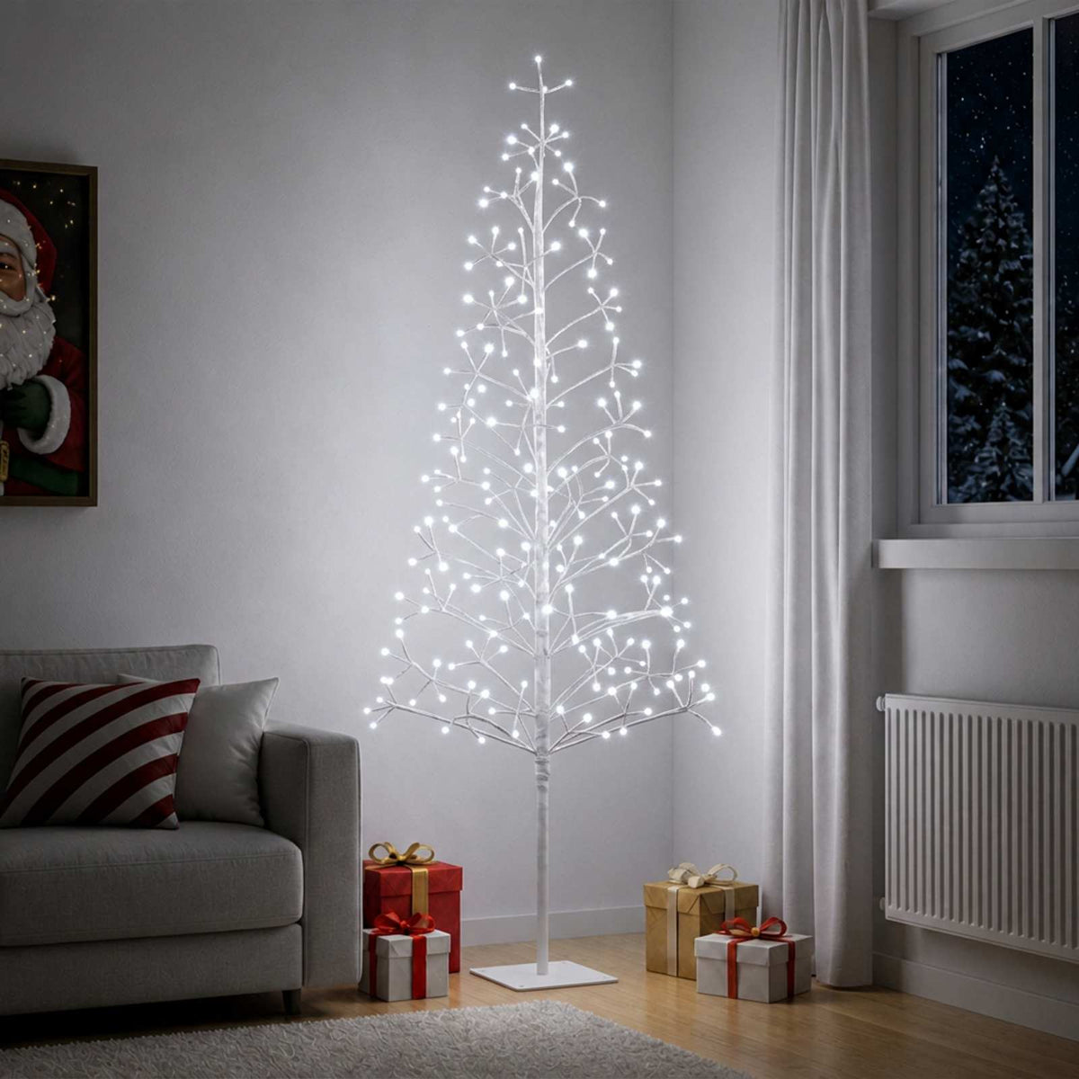 LED-es karácsonyfa Fehér 180 cm Acél 196 LED 3