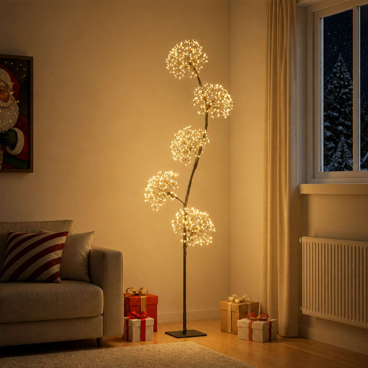 S-alakú LED-es karácsonyfa Fekete 20 x 20 x 175 cm Acél 840 LED