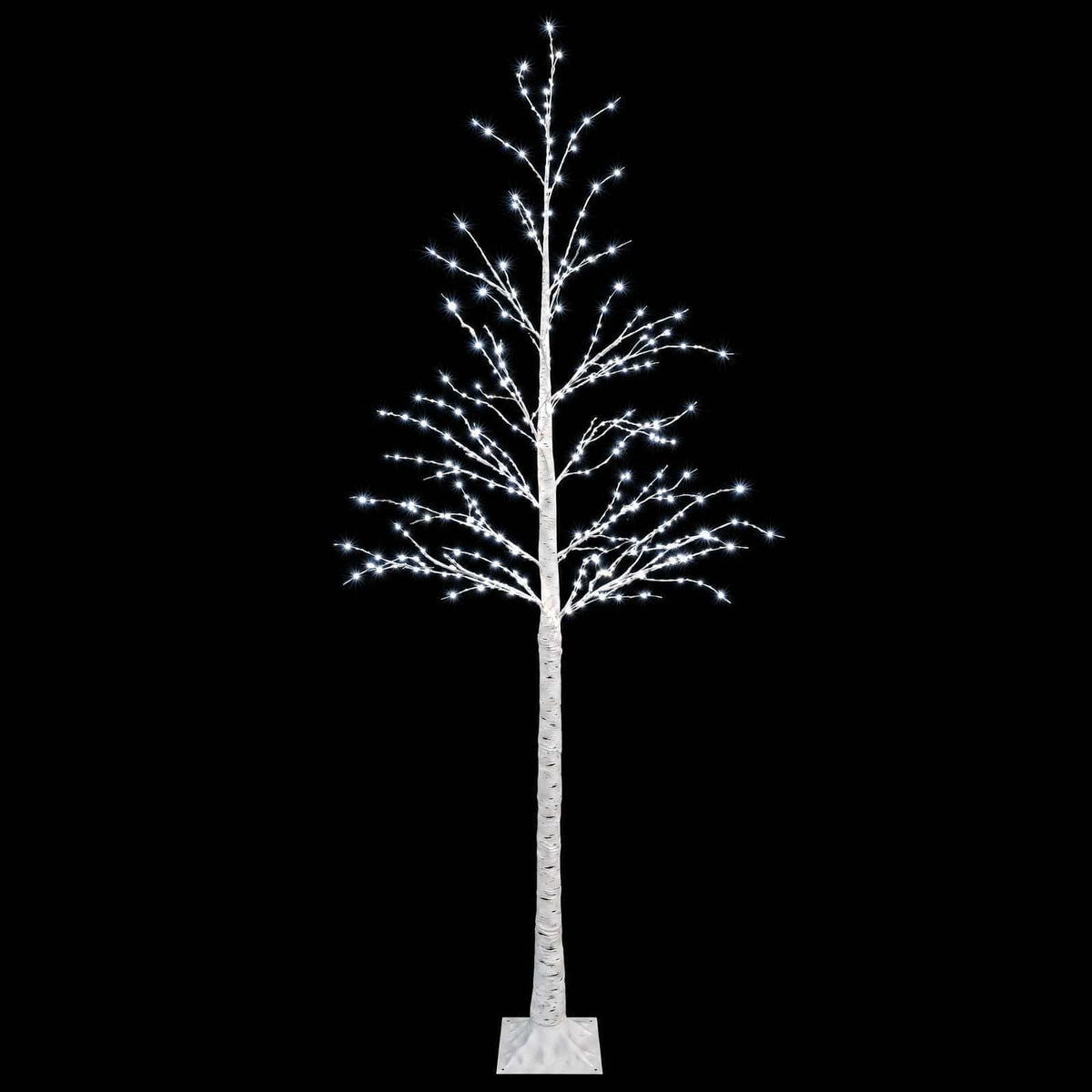 Nyírfa karácsonyfa Fehér 25 x 25 x 210 cm Műanyag 406 LED 4