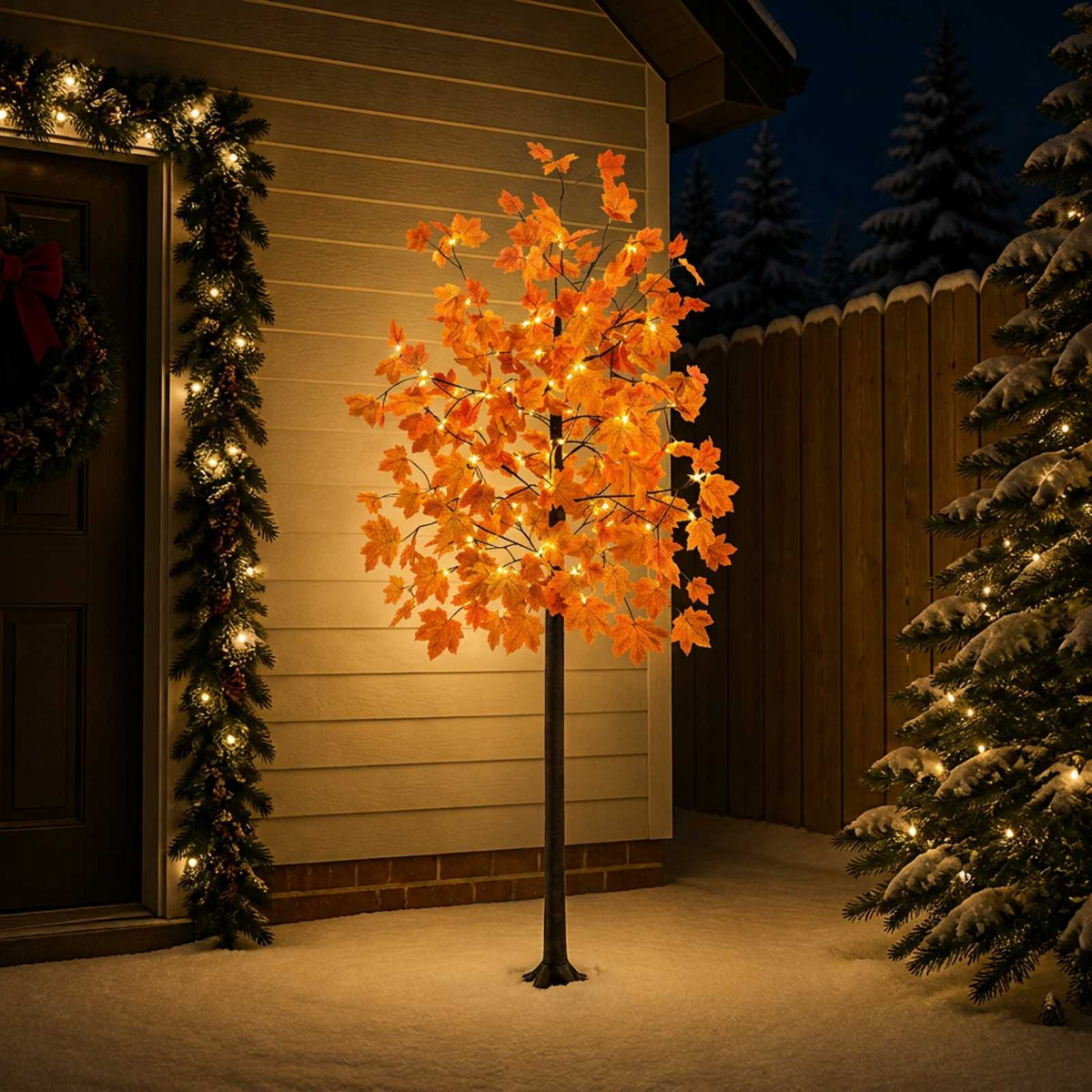 LED juharfa karácsonyfa Barna 210 cm Műanyag 144 LED 3