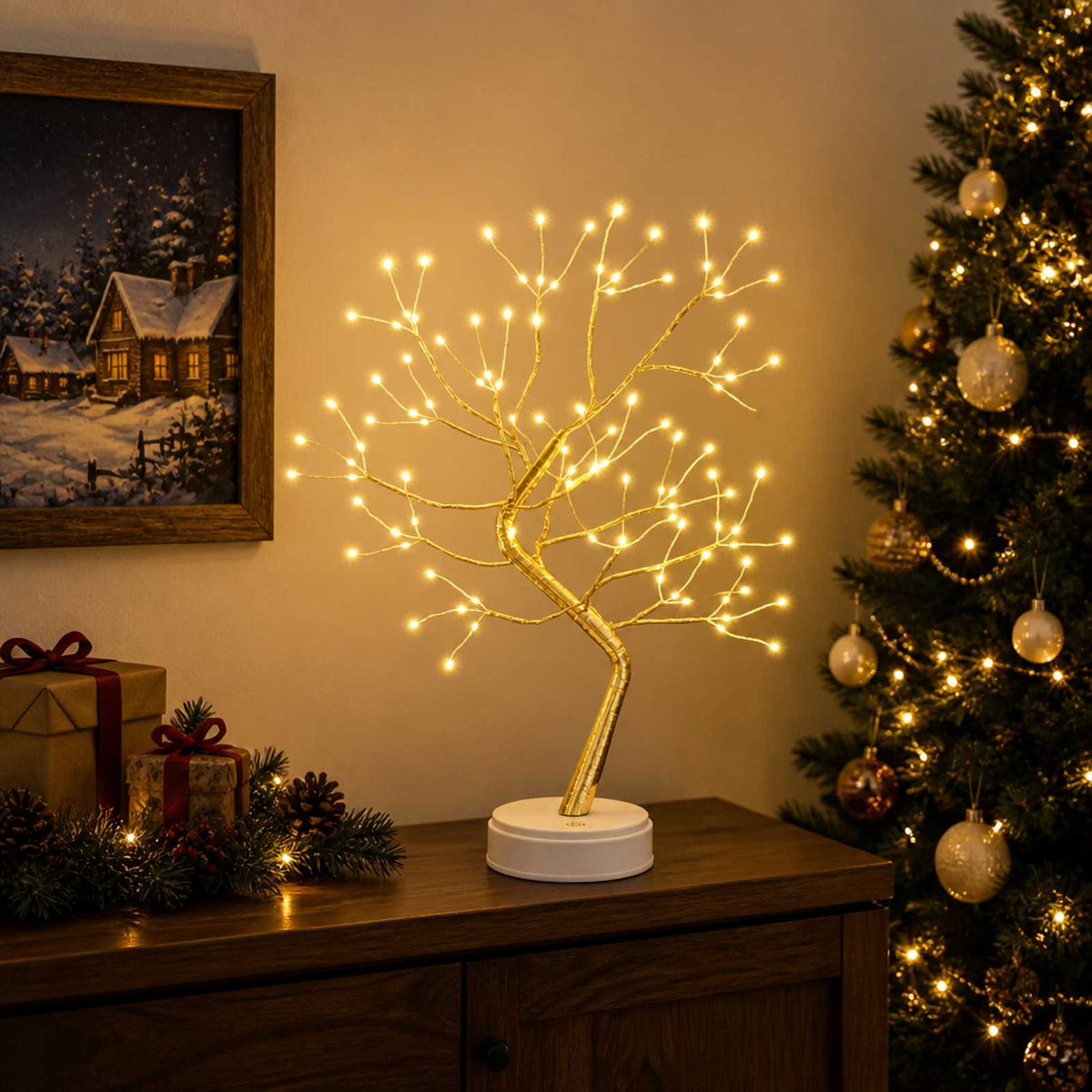 Mini Starburst karácsonyfa 2 db Arany 12 x 50 cm Acél 108 LED
