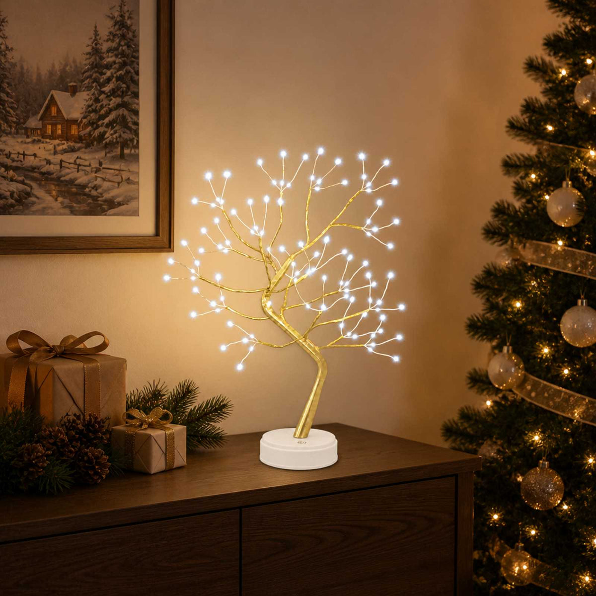 Mini Starburst karácsonyfa 2 db Arany 12 x 50 cm Acél 108 LED