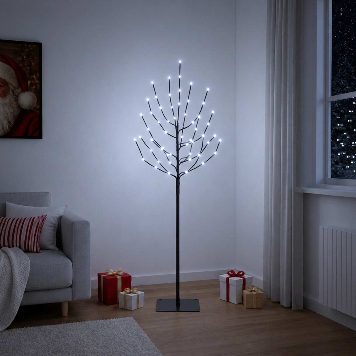 LED Karácsonyi Fenyő Fekete 150 cm Acél 140 LED