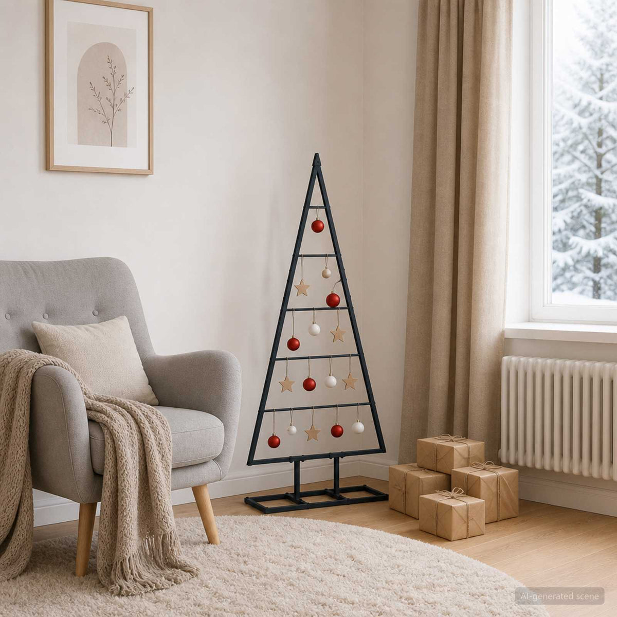 Fém karácsonyfa KUOPIO 125 cm Fém Fekete