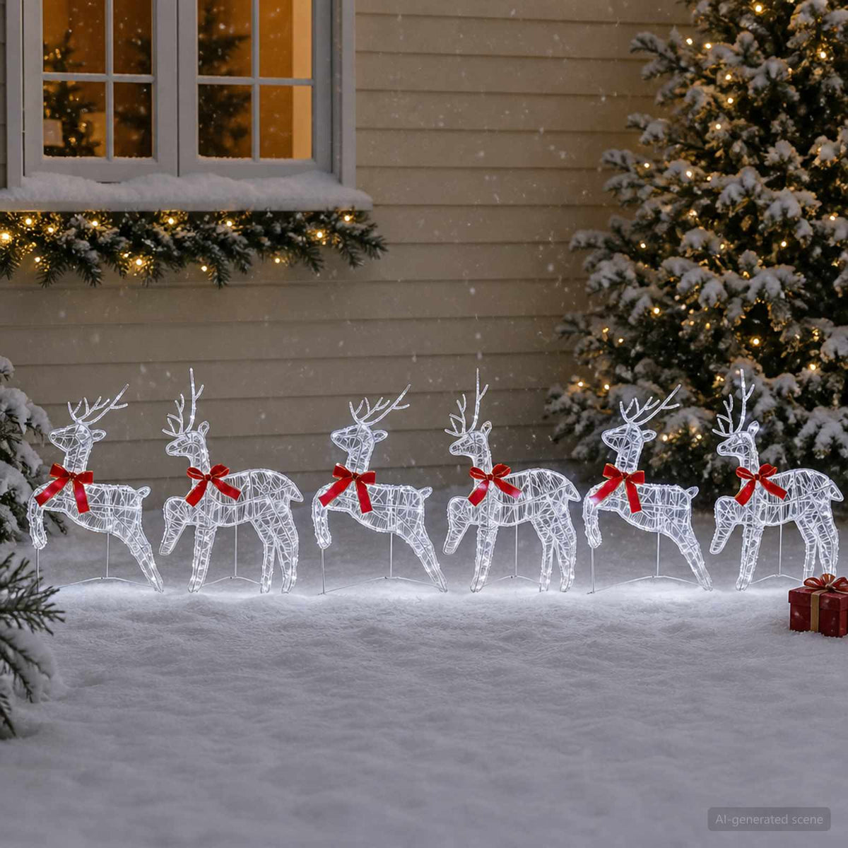 Karácsonyi rénszarvas 6 db 80 LED Hideg fehér 43 x 19 x 65 cm 3