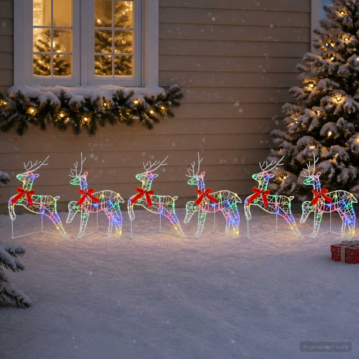 Karácsonyi rénszarvas 6 db 80 LED Többszínű 43 x 19 x 65 cm 3