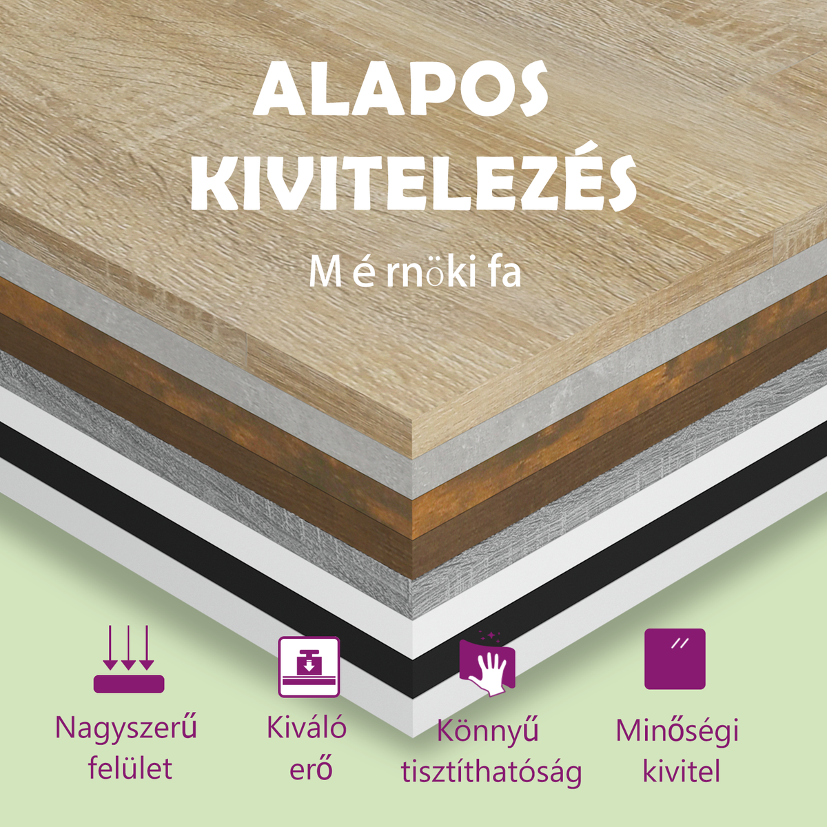 Betonszürke szerelt fa tálalóasztal 80 x 30 x 80 cm 9