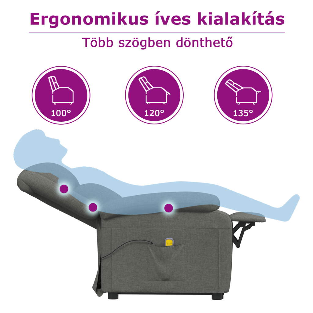 Világosszürke szövet masszázsfotel 12